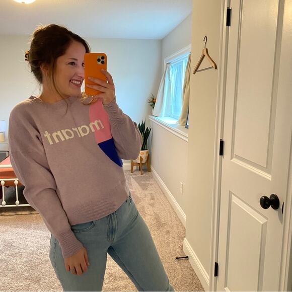 Isabel Marant Etoile Purple Pink Logo Intarsia Cotton Wool Sweater 38 Medium - Picture 5 of 16